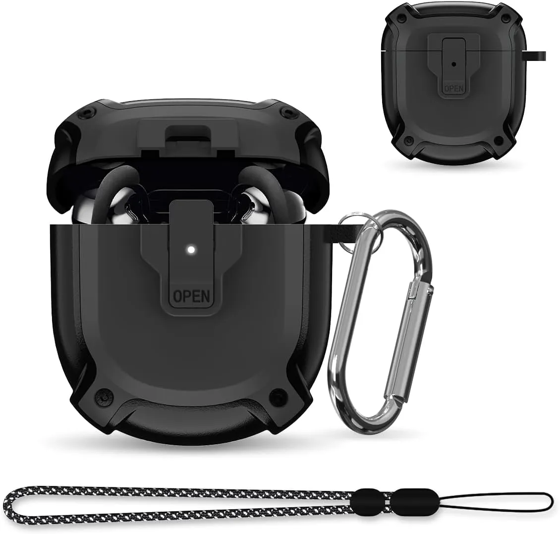 for Bose QuietComfort Earbuds II Case (2022) / NEW QuietComfort Ultra Earbuds Case (2023),Shockproof Protective Safety Lock Case for QuietComfort Earbuds 2/QuietComfort Ultra Earbuds Accessories-Black