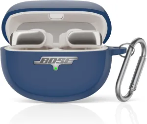 for New Bose Ultra Open Earbuds Case(2024), Silicone Shockproof Protective Cover for Bose Open Ear Wireless Earbuds Accessories with Carabiner(Blue)