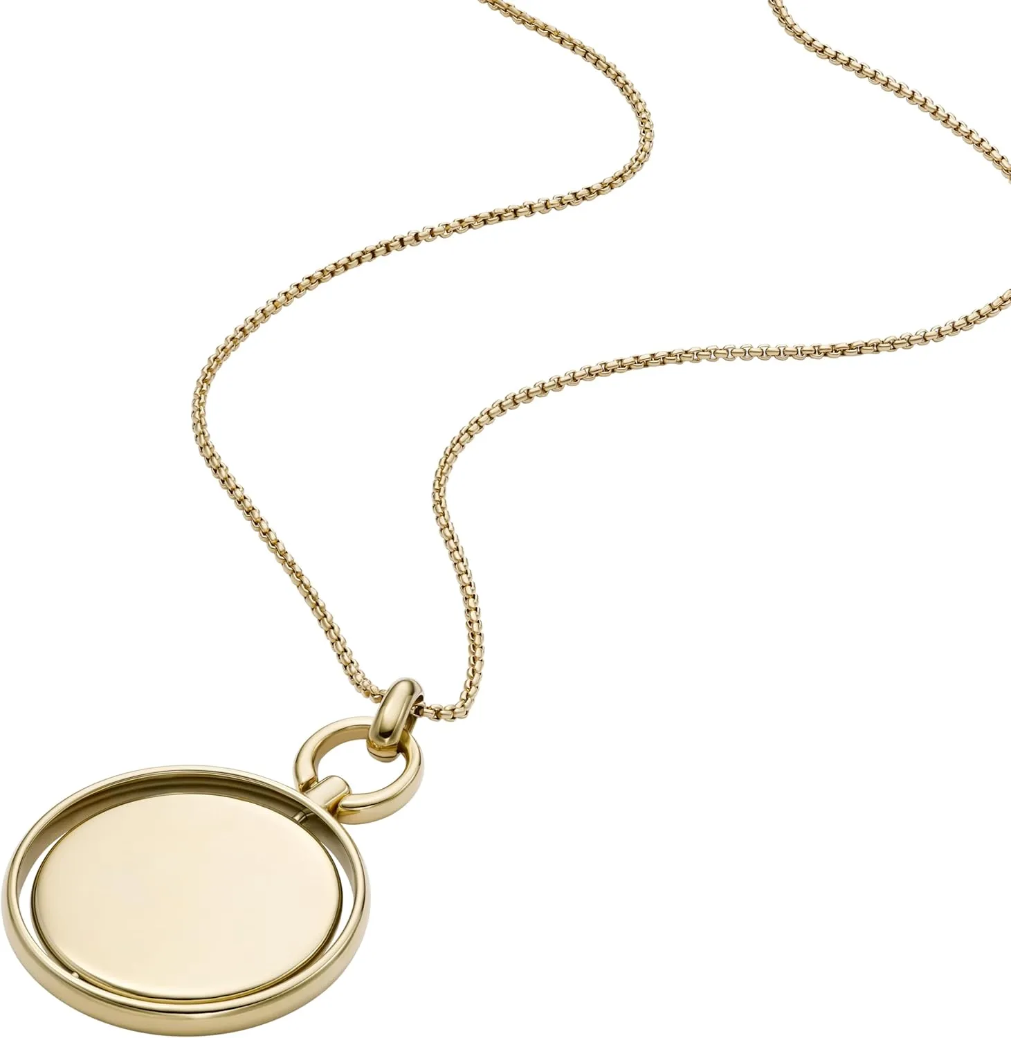 Fossil Women's Plated Stainless Steel Engravable Personalized Gift Pendant Chain Necklace for Women