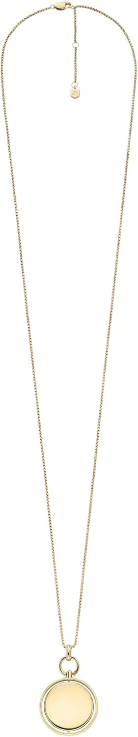 Fossil Women's Plated Stainless Steel Engravable Personalized Gift Pendant Chain Necklace for Women