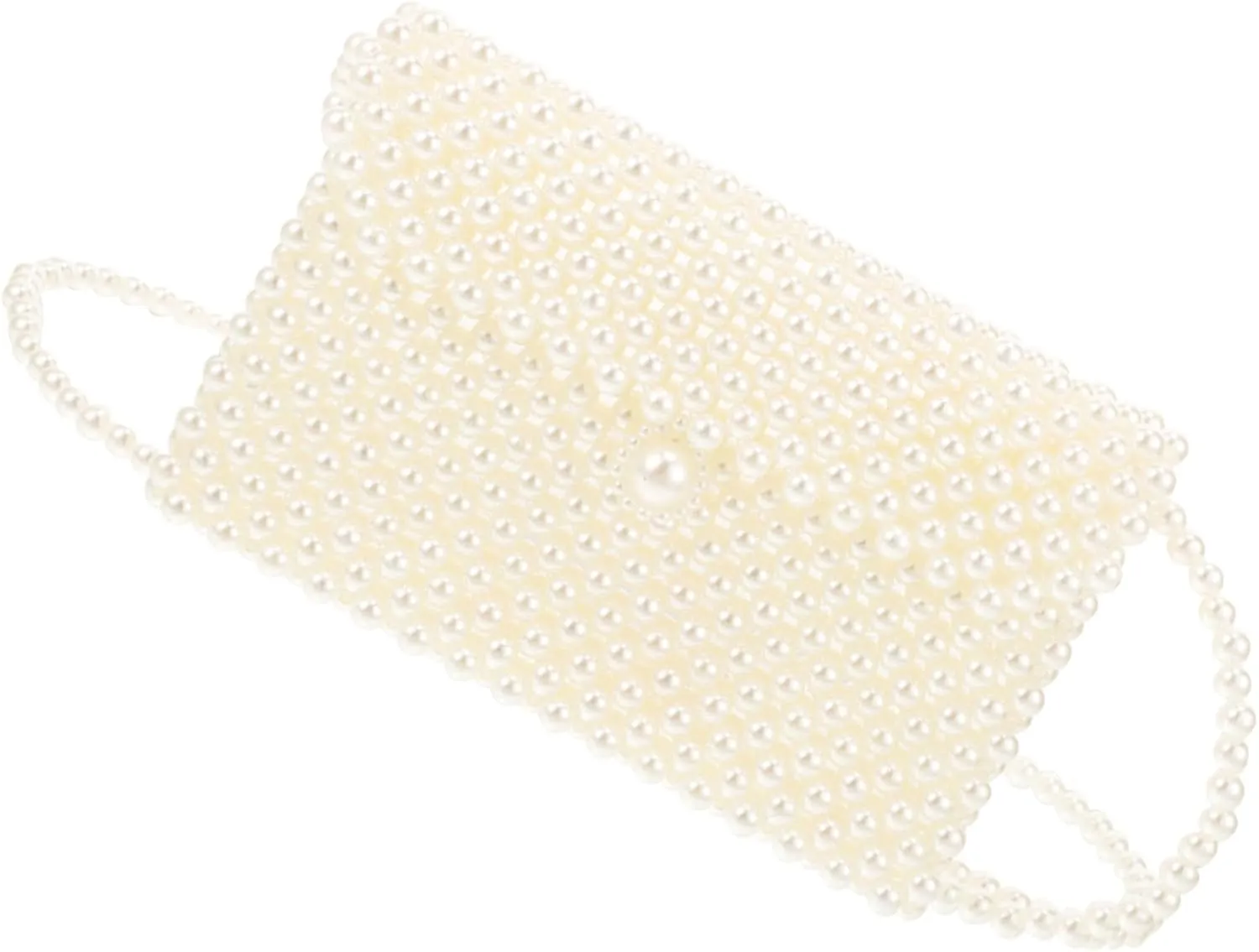 FRCOLOR Handmade Pearl Clutch Purse Beaded Shoulder Bag for Women Mini Crossbody Phone Bag for Evening