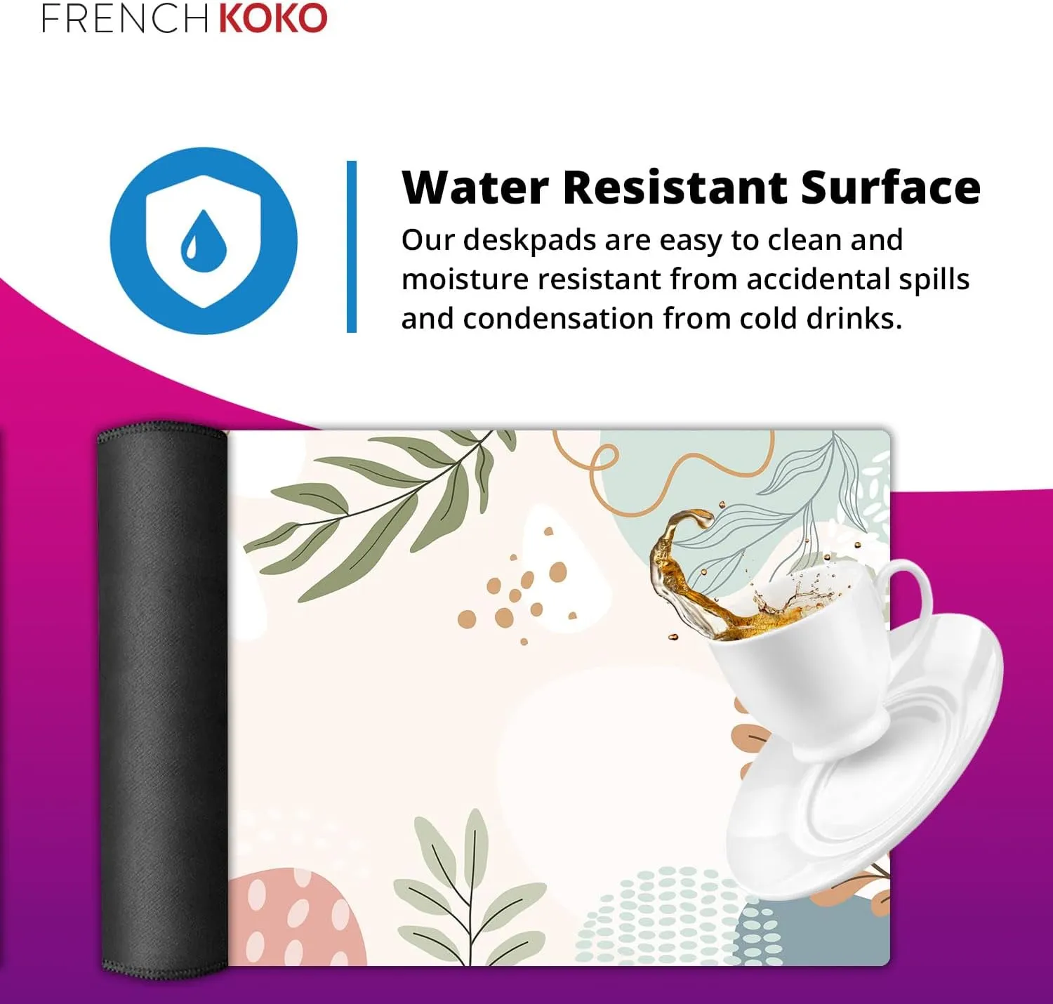 French KOKO Large Desk Mat - XL Desk Pad for Keyboard & Mouse - Cute Home Office Essentials