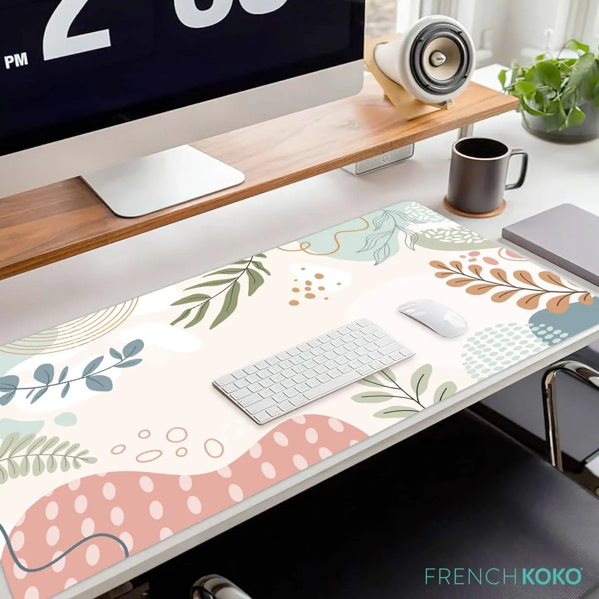 French KOKO Large Desk Mat - XL Desk Pad for Keyboard & Mouse - Cute Home Office Essentials