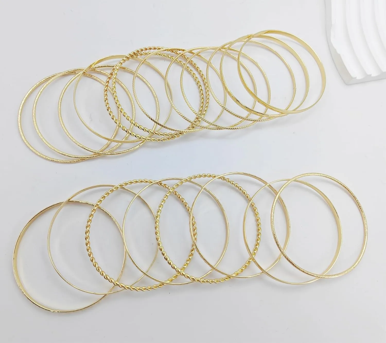 FUNOJOY Boho Bangle Bracelets for Women Multi Layer Stackable Textured Bracelets Boho Jewelrys Set for Women - 10~20Pcs