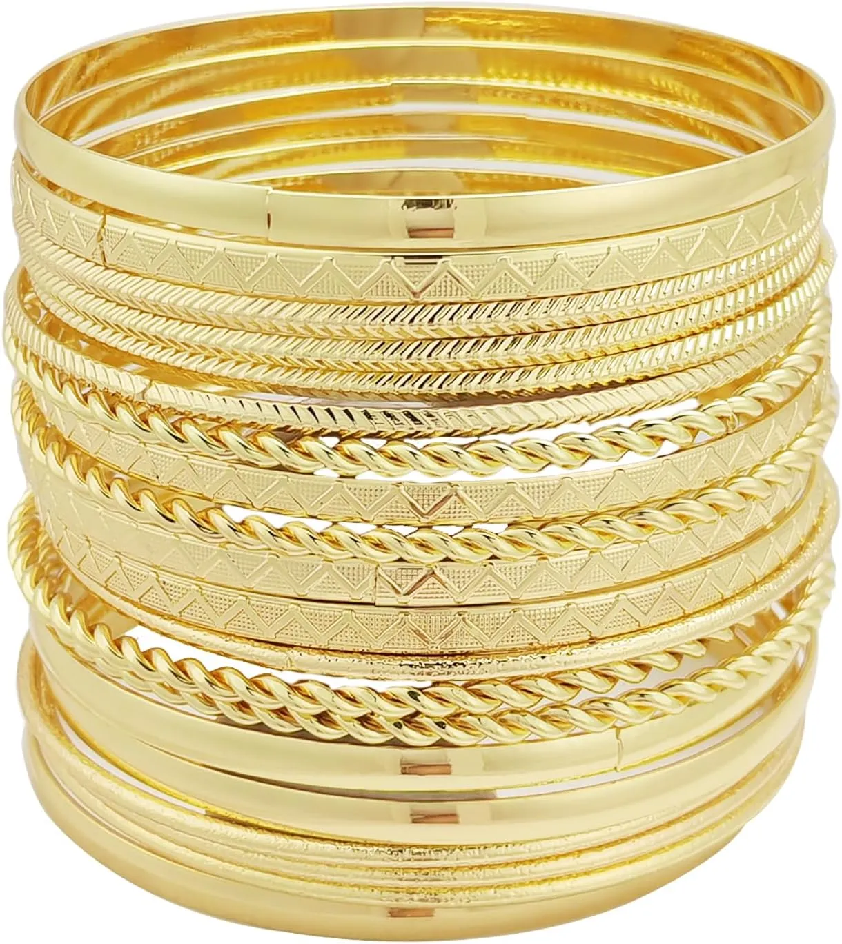 FUNOJOY Boho Bangle Bracelets for Women Multi Layer Stackable Textured Bracelets Boho Jewelrys Set for Women - 10~20Pcs
