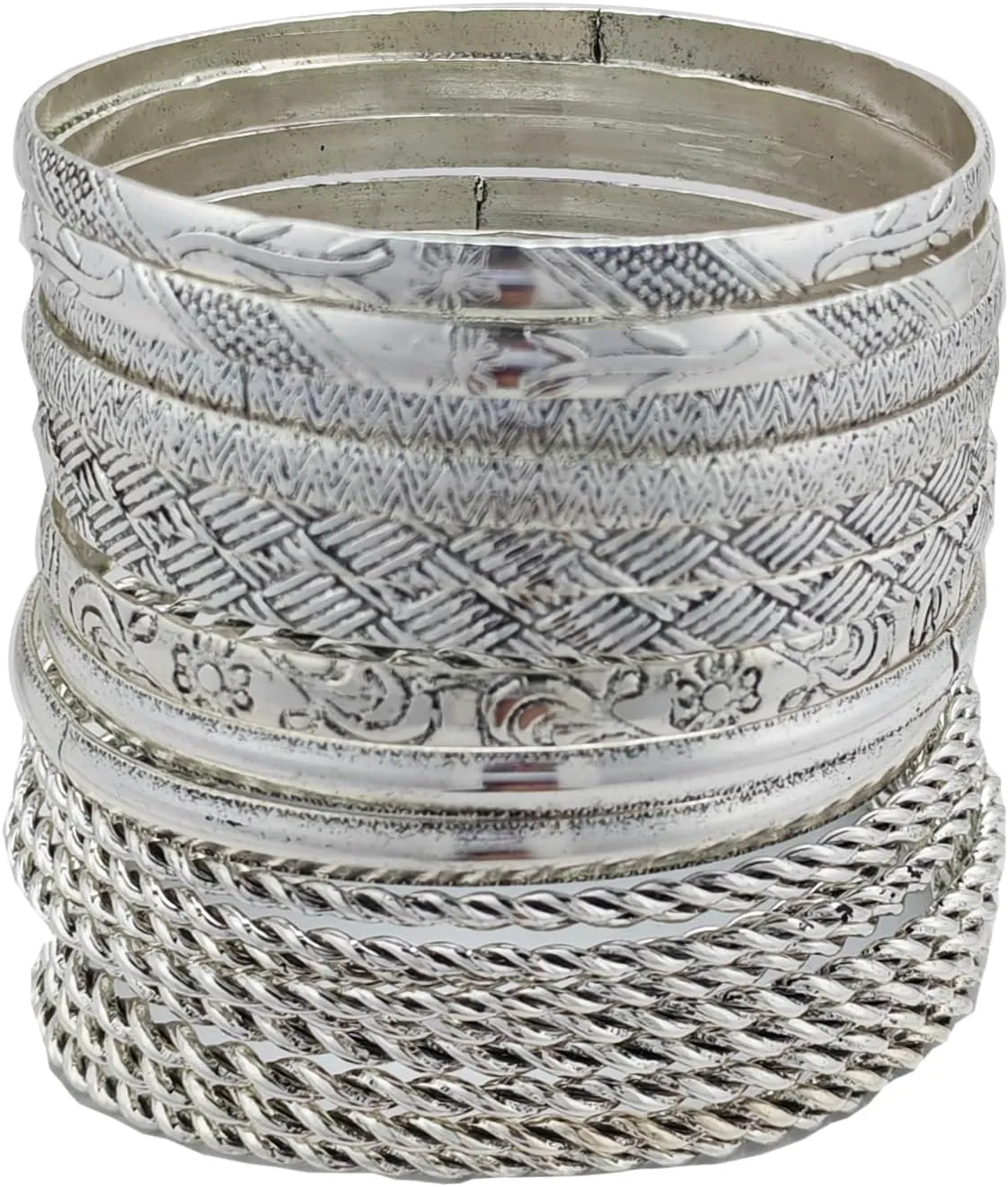FUNOJOY Boho Bangle Bracelets for Women Multi Layer Stackable Textured Bracelets Boho Jewelrys Set for Women - 10~20Pcs
