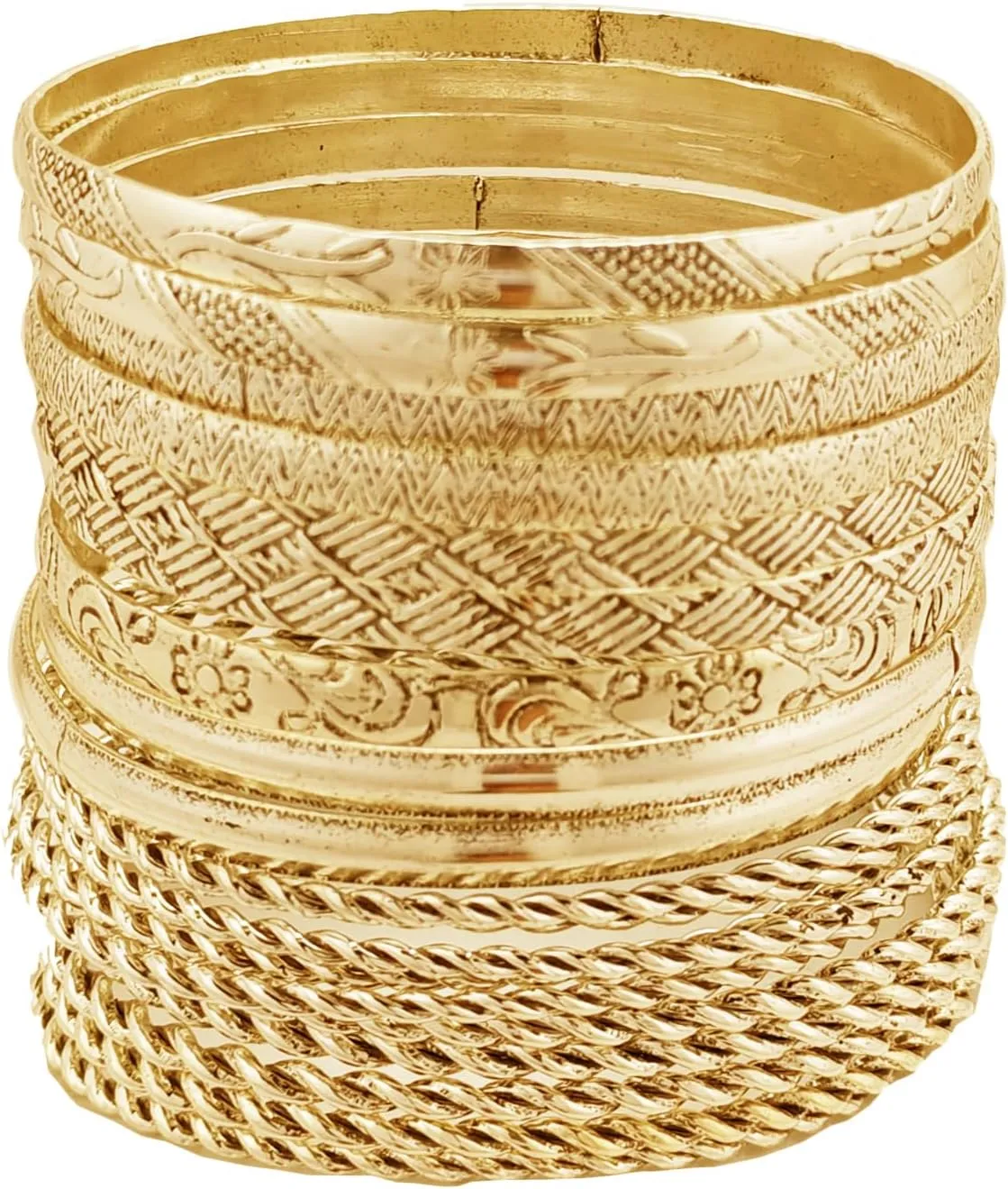 FUNOJOY Boho Bangle Bracelets for Women Multi Layer Stackable Textured Bracelets Boho Jewelrys Set for Women - 10~20Pcs