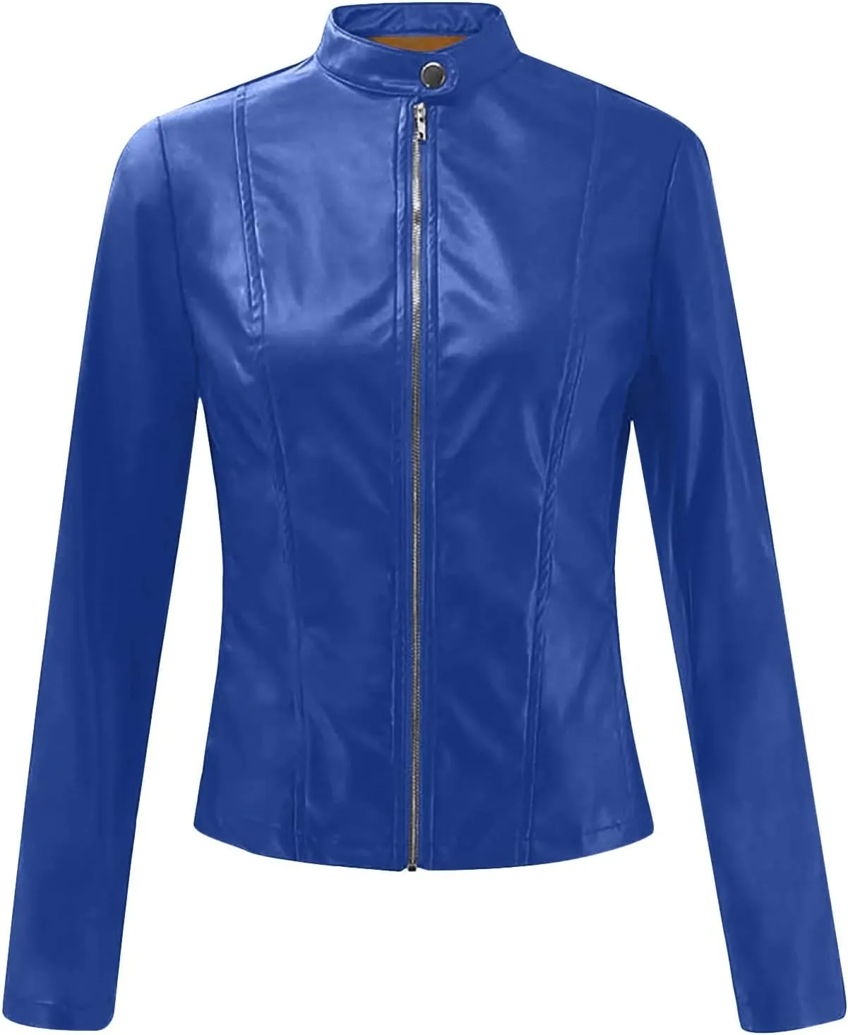 FZYLQY Women's 2024 Fall Faux Leather Biker Motorcycle Jacket Fashion Plus Size Long Sleeve Zipper Slim Fit Short Casual Coat