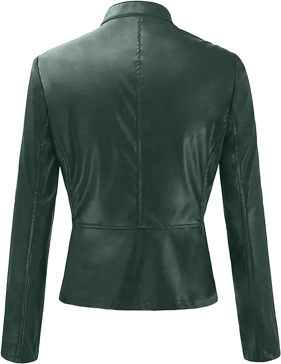 FZYLQY Women's 2024 Fall Faux Leather Biker Motorcycle Jacket Fashion Plus Size Long Sleeve Zipper Slim Fit Short Casual Coat