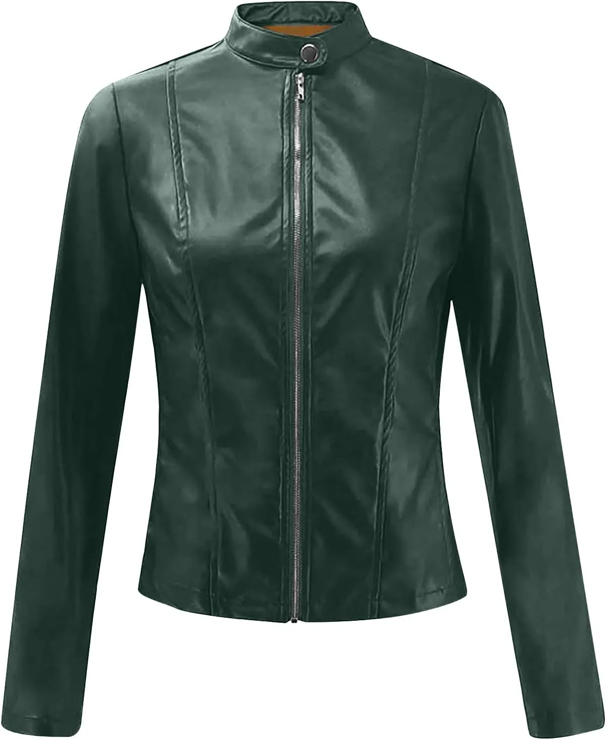 FZYLQY Women's 2024 Fall Faux Leather Biker Motorcycle Jacket Fashion Plus Size Long Sleeve Zipper Slim Fit Short Casual Coat