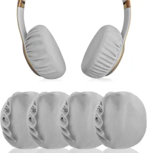 Geekria 2 Pairs Flex Fabric Headphones Ear Covers (Product Safety Certified), Washable & Stretchable Sanitary Protectors Compatible with On-Ear Headset, Sweat-Resistant (S/Grey)