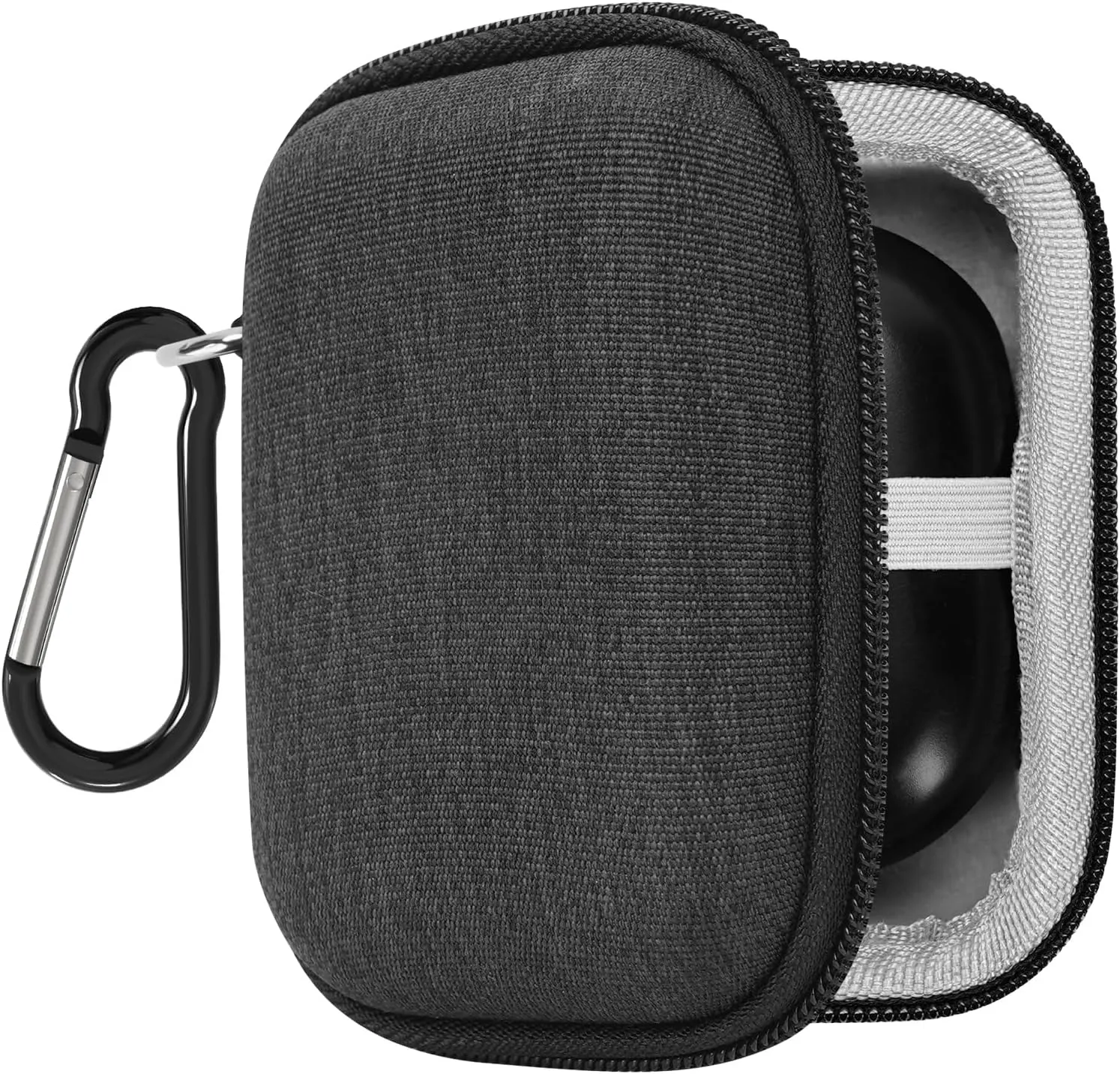 Geekria Shield Earbuds Case Compatible with JBL Tour Pro 3, Tune 120TWS, Wave Buds True Wireless Earbuds, Replacement Hard Shell Travel Carrying Bag with Carabiner Clip (Dark Grey)