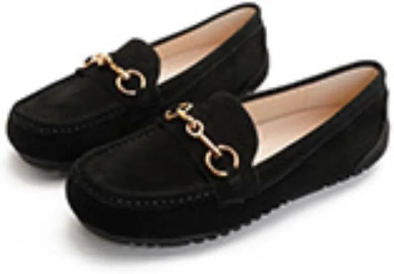 Geerta Women's Moccasins Cute Fashion Chain Decorated Low Top Round Toe Shoes Orthopedic Sandals, Cute Casual Comfortable Lightweight Slip on Shoes, Female Solid All-Match Loafers for Everyday Wear