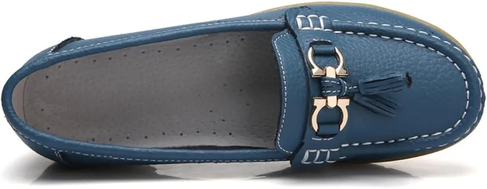 Geerta Women's Moccasins Cute Fashion Chain Decorated Round Toe Low Top Shoes Orthopedic Sandals, Casual Comfortable Lightweight Slip on Shoes, Female Solid All-Match Loafers Beach Travel, Daily Wear