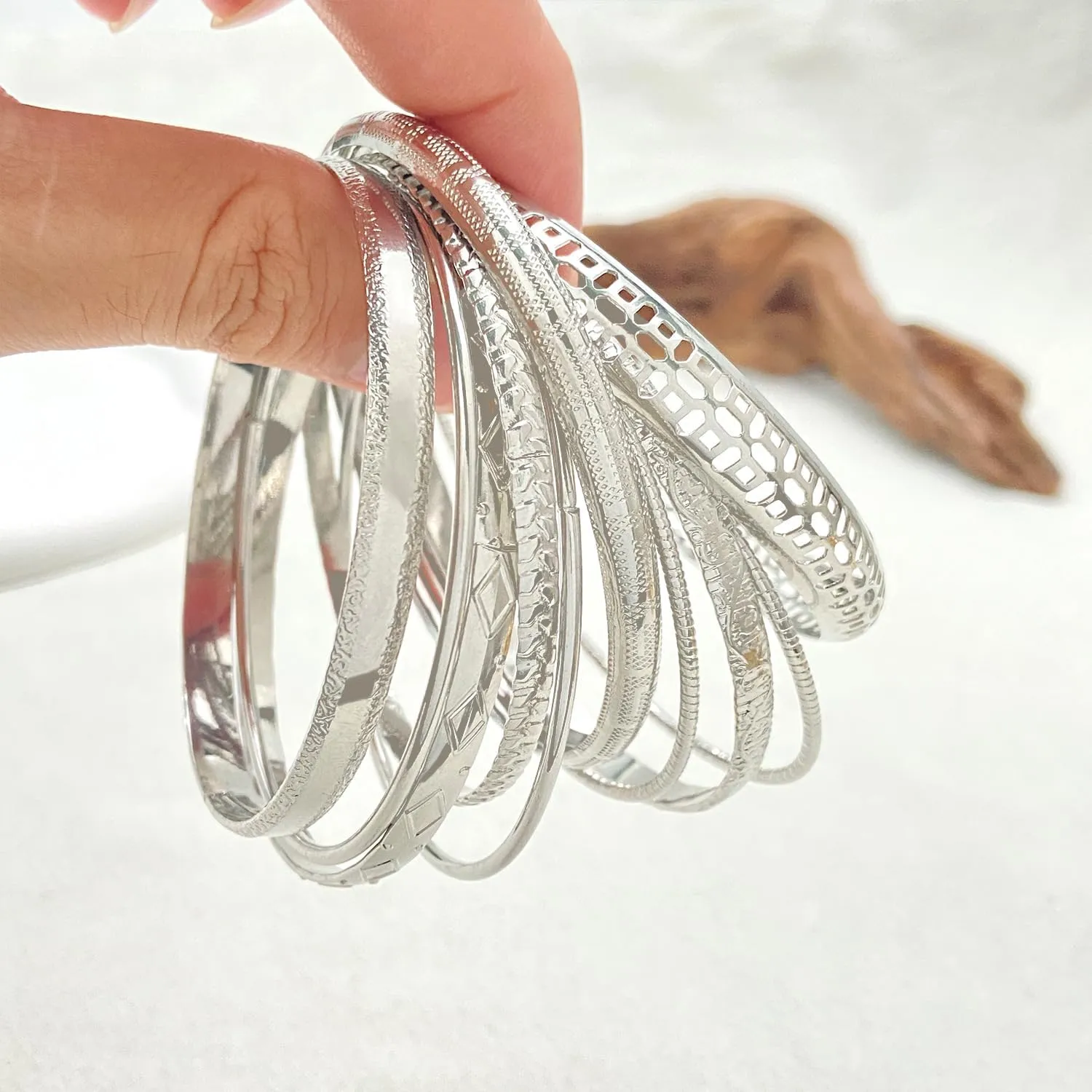 Gold Bangle Bracelets for Women Boho Indian Multi Bangle Bracelet Stackable Textured Bracelets Indian Bracelets for Women