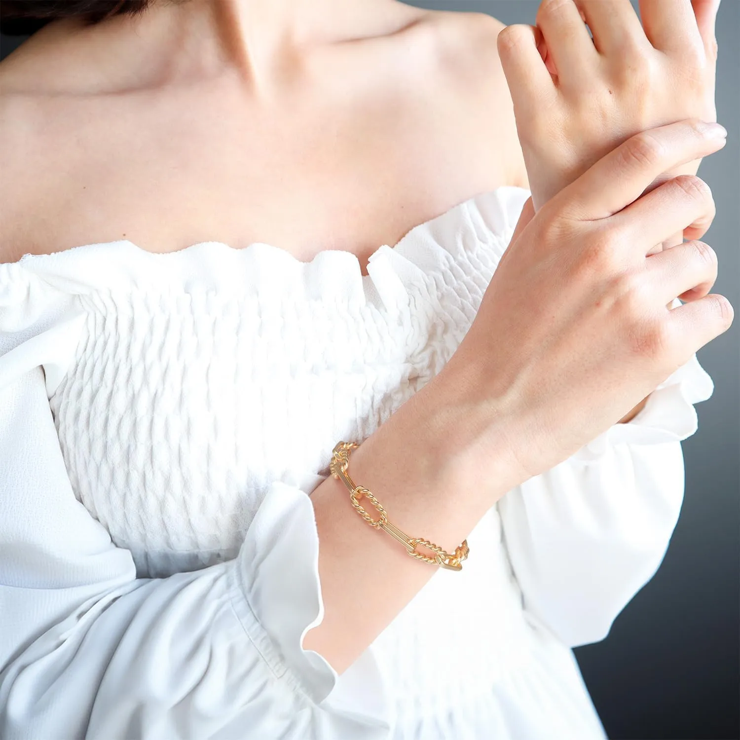 Gold Bracelets for Women & Men Cable Link Paperclip Chain Bracelet for Women Dainty Gold Bracelet Stack Textured Gifts 6.5'' 7.5'' 8.5'' 9.5''