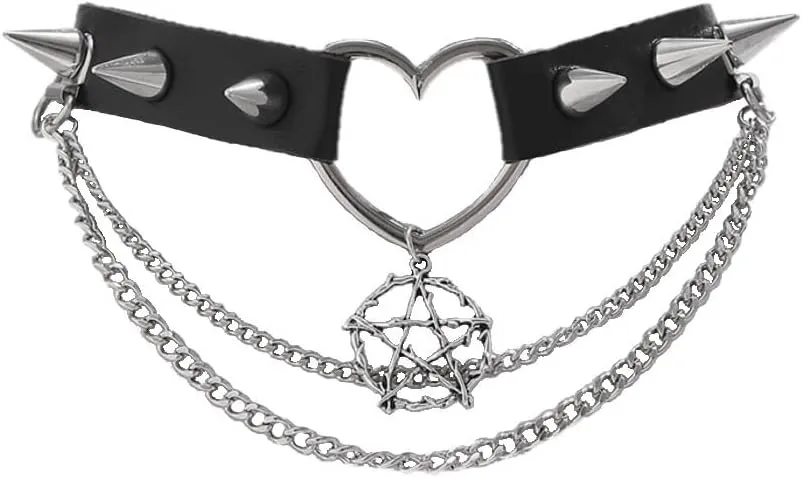 Gopbre Choker Necklaces for Women, Black Lace Velvet Leather Choker Necklace, Gothic Goth Punk Victorian Vintage Necklace, Heart Choker Necklaces