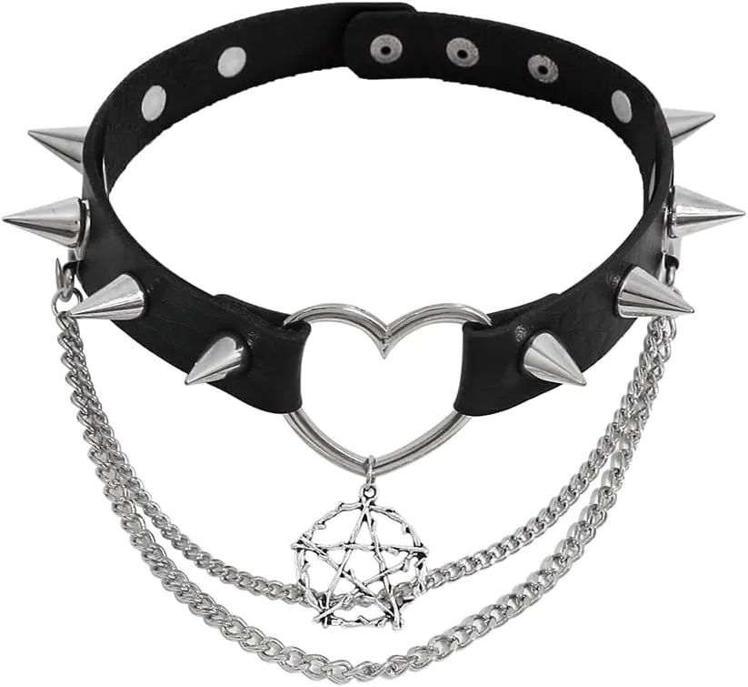 Gopbre Choker Necklaces for Women, Black Lace Velvet Leather Choker Necklace, Gothic Goth Punk Victorian Vintage Necklace, Heart Choker Necklaces