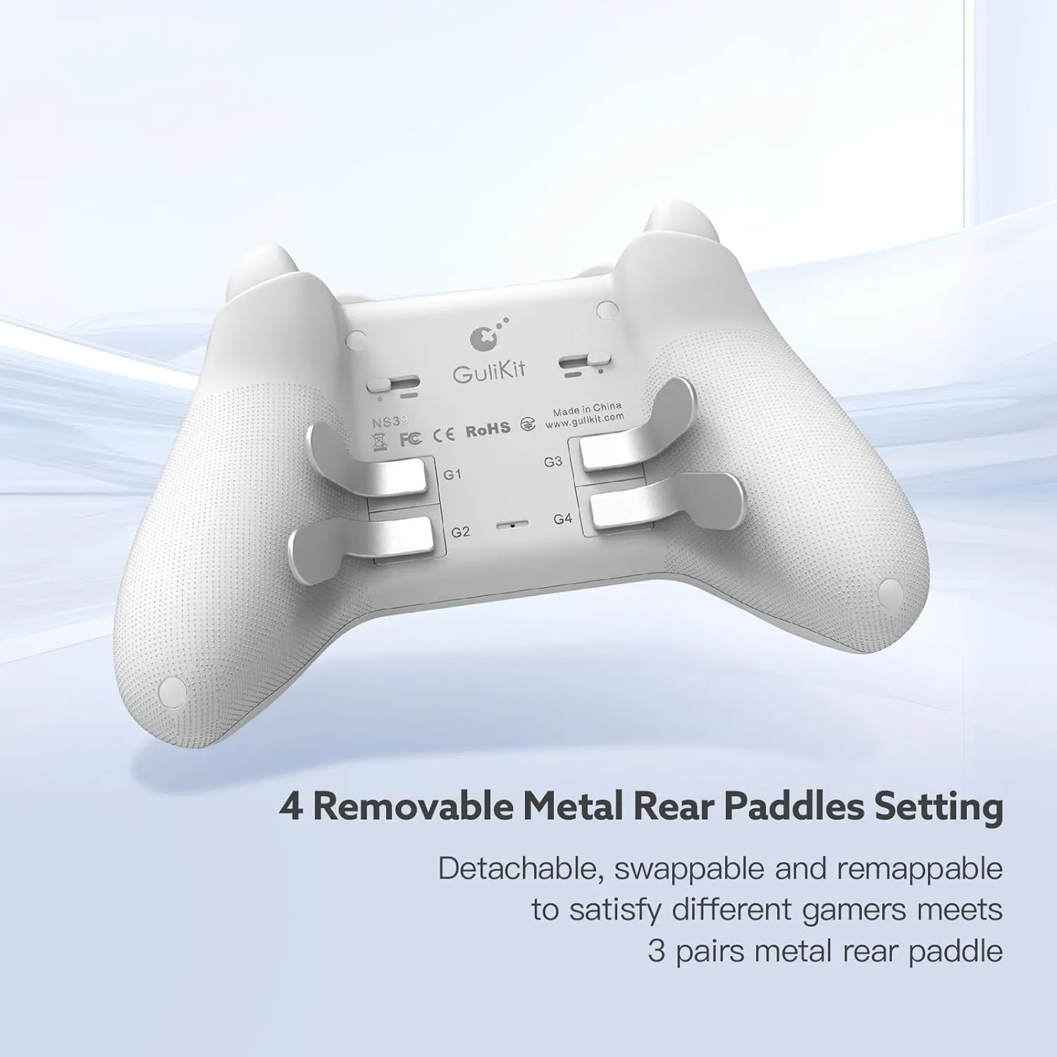GuliKit KK3 MAX Controller, Kingkong 3 Pro Switch Controller (No Drift) for Switch/PC/Android/MacOS/IOS with 4 Back Buttons, Hall Joysticks and Triggers, Maglev/Rotor/HD Vibration (White)