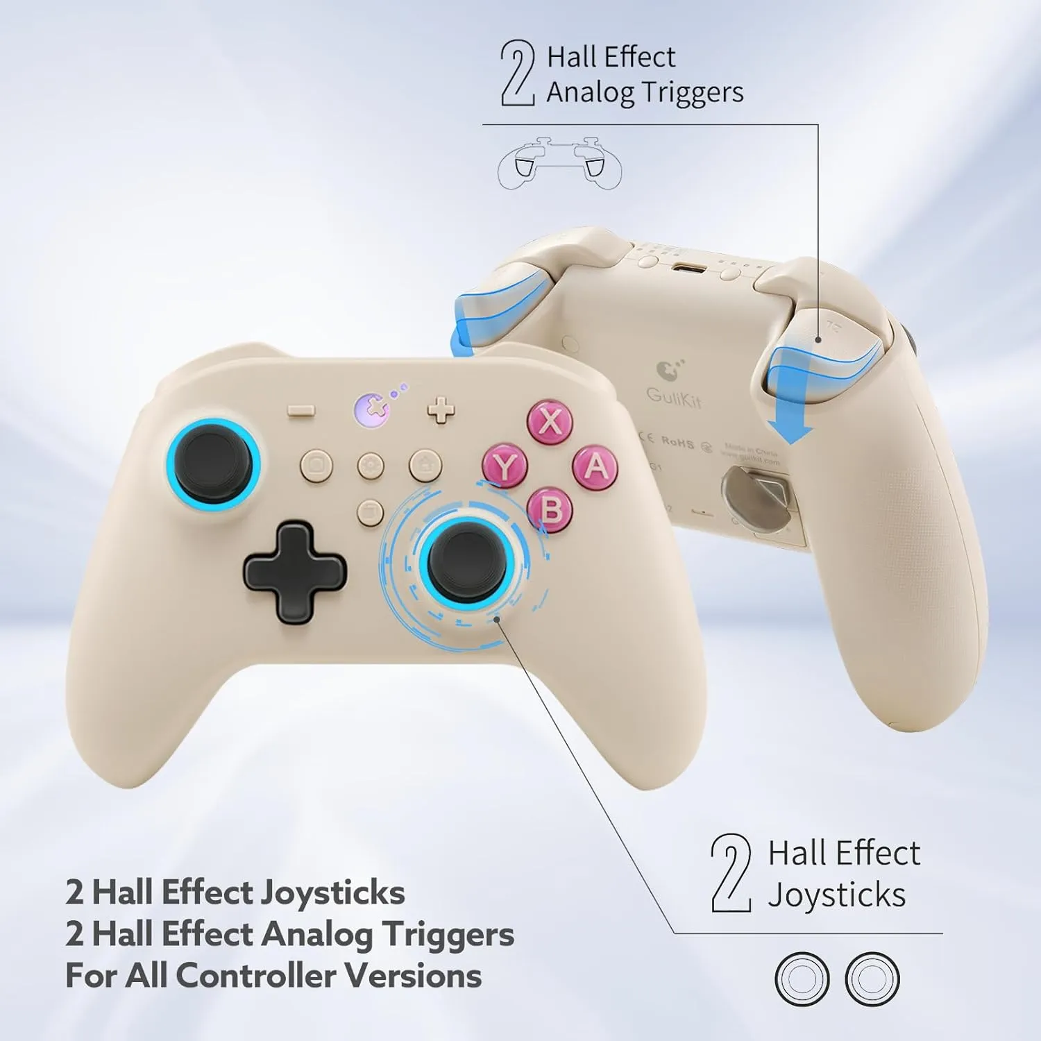 GuliKit KK3 PRO Controller Kingkong 3 Pro Switch Controller (No Drift) for Switch/PC/Android/MacOS/IOS with Hall Joysticks and Triggers, Maglev/Rotor/HD Vibration (GB RETRO)