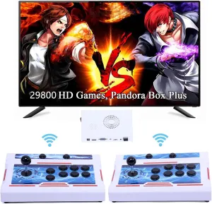 GWALSNTH 29800 in 1 Wireless Pandora Box Bluetooth Arcade Games Console,1280X720 Display,3D Games,Search/Save/Hide/Pause Games,1-4 Players 