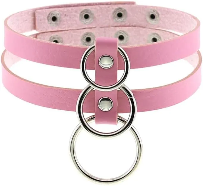 Handmade Women Leather Neck Collar Choker Necklace Adjustable Hip Hop Costume Cosplay Nightclub Chain Punk Choker