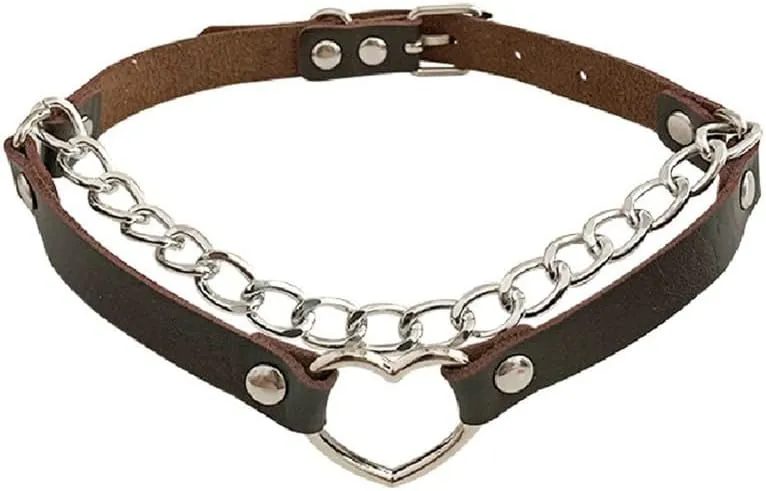 Handmade Women Punk Chain Choker Necklace Adjustable Costume Cosplay Nightclub Party Leather Neck Collar Choker