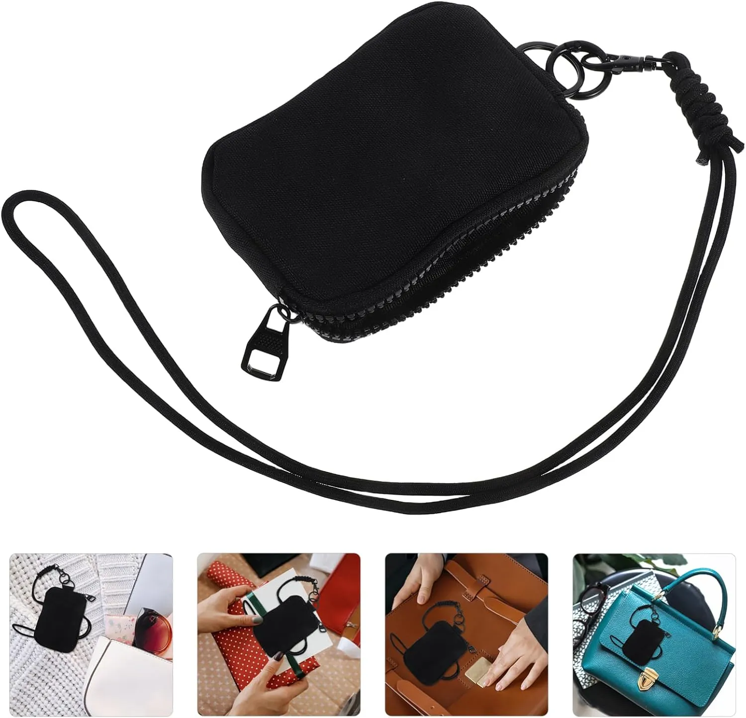 Healifty Keychain Wristlet Wallet for Women Small Coin Pouch Purse Chain Bag Key Card Holder With Zipper for Outdoor
