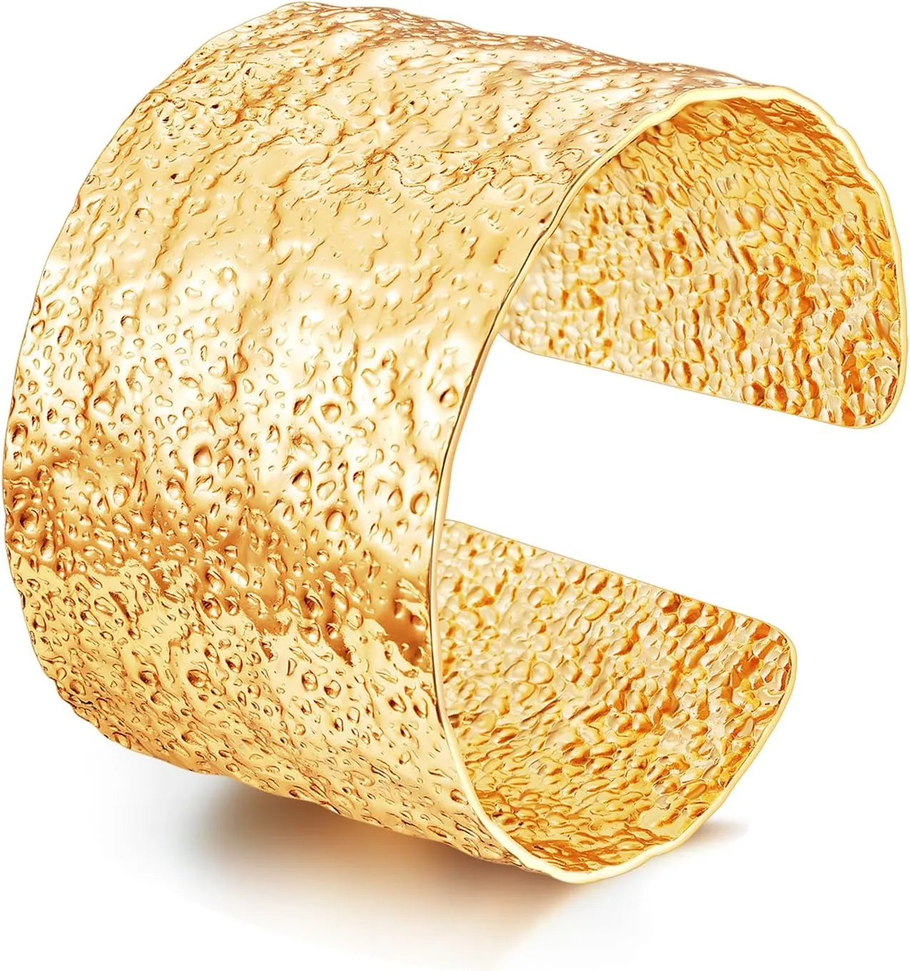 HEIDKRUEGER Chunky Gold Cuff Bracelets Hammered Textured Open Cuff Bangle Bracelet for Women Wave Irregular Statement Bracelet Jewelry