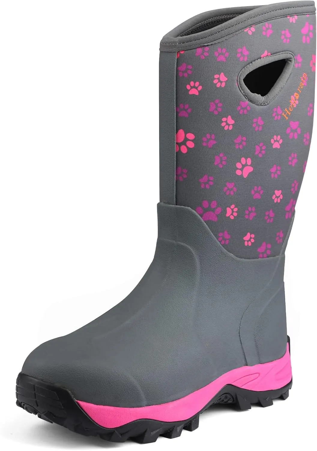 Hellorain Rain Boots for Women Mid Calf Rubber Boots Waterproof Neoprene Insulated Barn Boots for Girl Mud Working Gardening, Farming, Hiking Fishing Water Boots