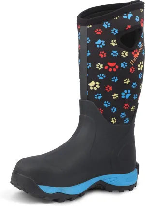 Hellorain Rain Boots for Women Mid Calf Rubber Boots Waterproof Neoprene Insulated Barn Boots for Girl Mud Working Gardening, Farming, Hiking Fishing Water Boots