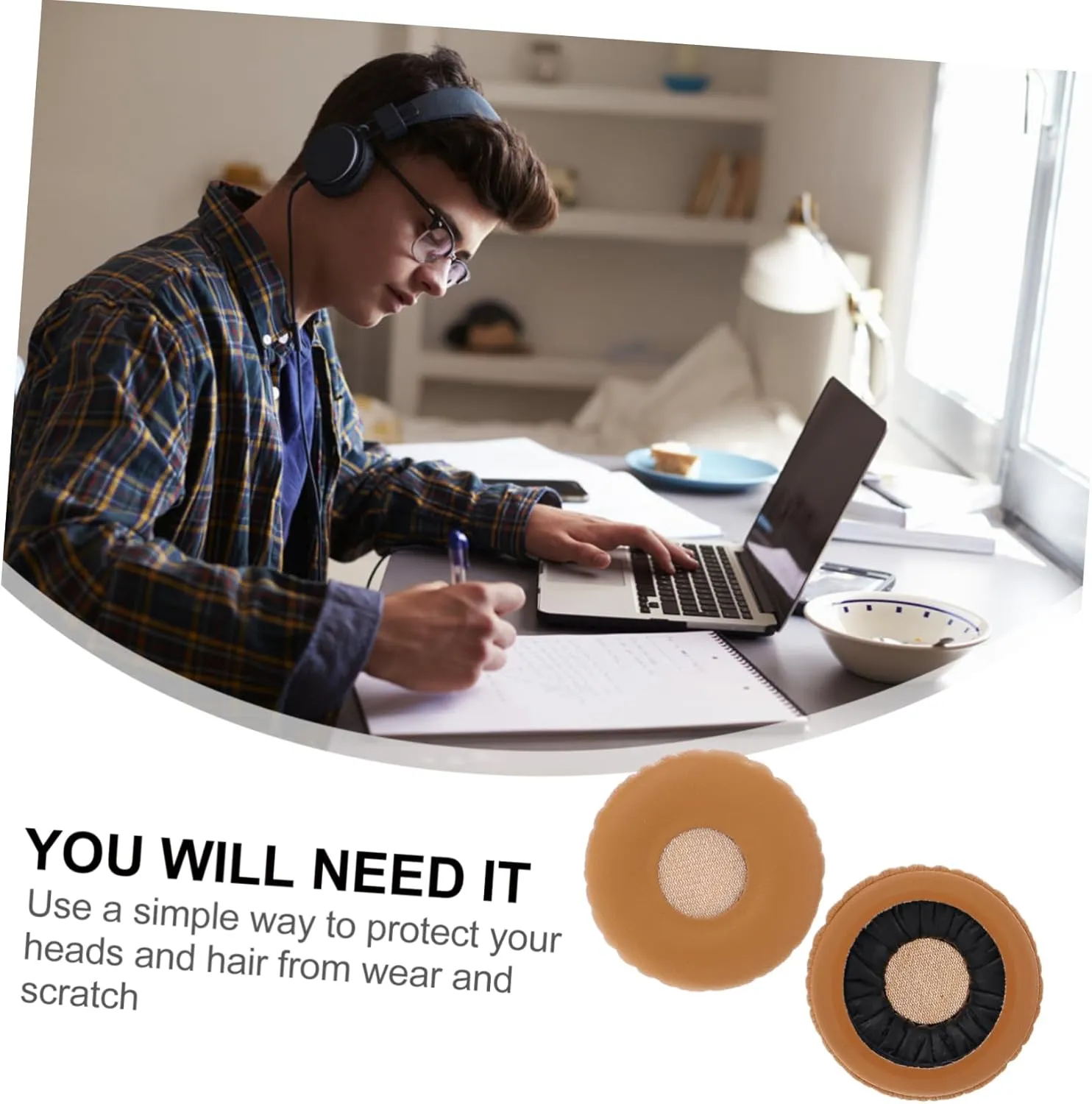 HOMSFOU Ergonomic Headphone Covers Soft Replacement Pads for Y40 Y45bt Ear Cups Cover Repair Parts