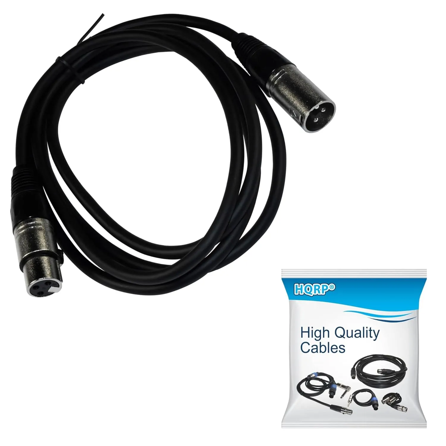 HQRP 6ft 3-pin XLR Male to XLR Female Microphone Cable, Cord, Mic Cord, XLR Balanced Speaker Cable Compatible with Shure SM7B, SM86, SM58; Sterling Audio ST69 Multi-Pattern Tube Condenser Microphone