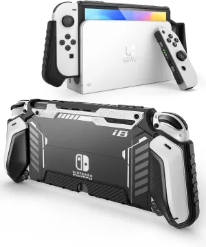 i-Blason Armorbox for Nintendo Switch OLED Case 2021 Dockable Comfortable Grip Protective Anti-Scratch Case Compatible with Nintendo Switch OLED Model and Joy-Con Controller (White)