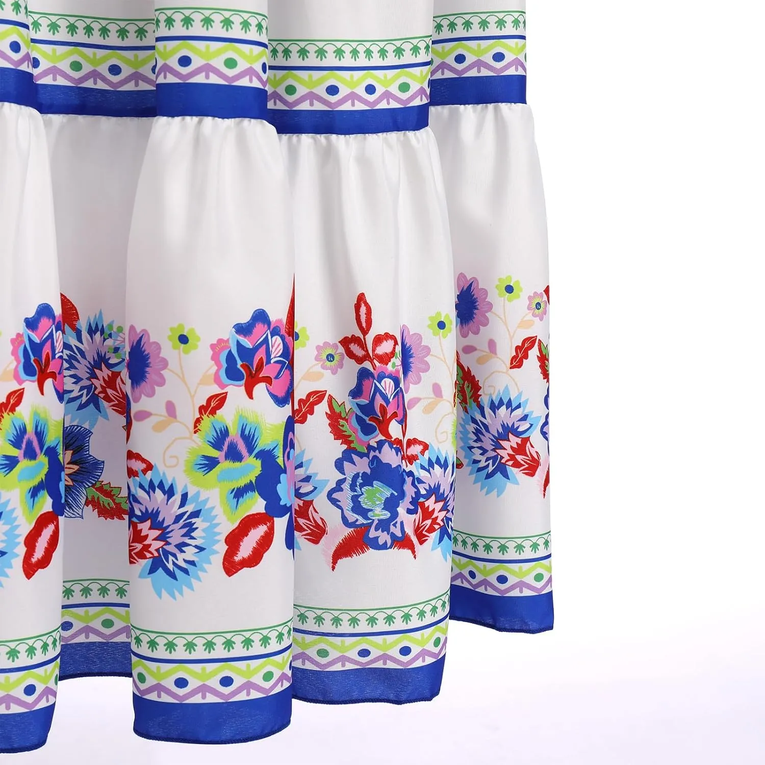 IDOPIP Mexican Dresses for Women Floral Embroidered Maxi Dresses Summer Ruffle Off Shoulder Traditional Fiesta Party Vestidos