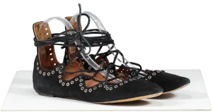 Isabel Marant Black Flat Lace Up Gladiator Sandals UK 6 EU 39 