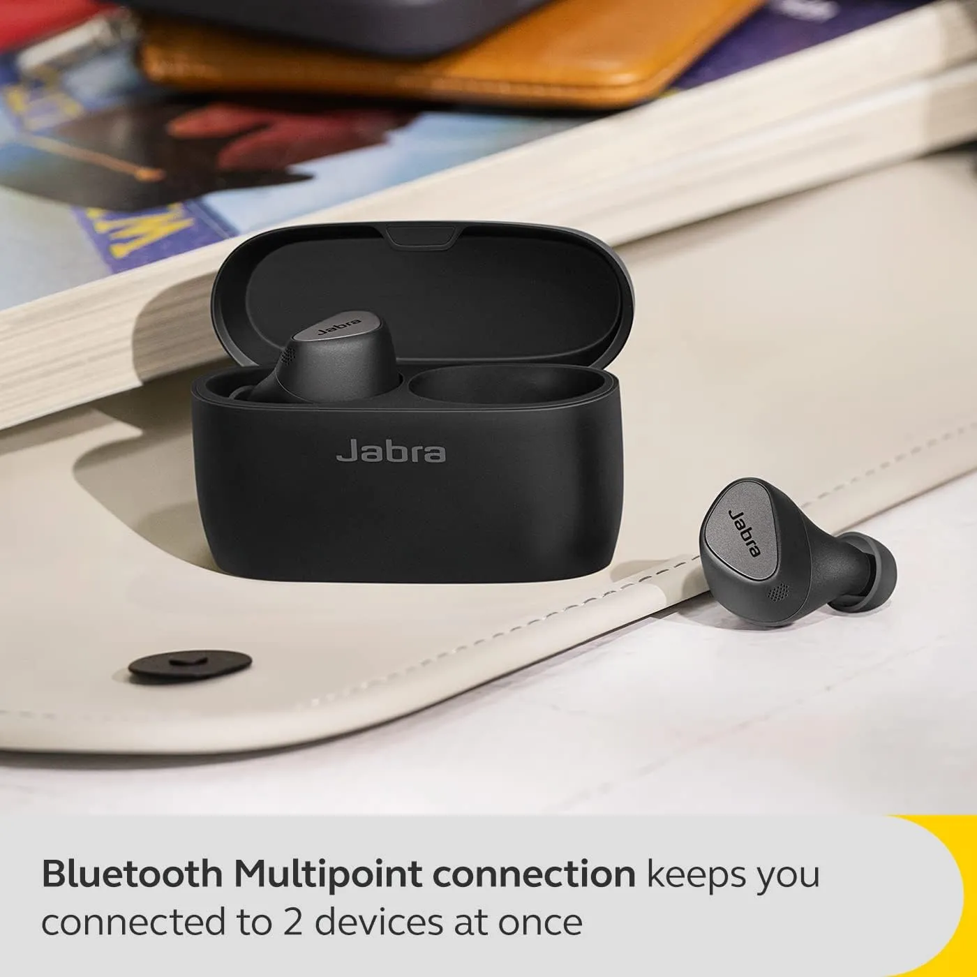 Jabra Elite 5 True Wireless in-Ear Bluetooth Earbuds - Hybrid Active Noise Cancellation (ANC), 6 Built-in Microphones for Clear Calls, Small Ergonomic Fit and 6mm Speakers - Titanium Black