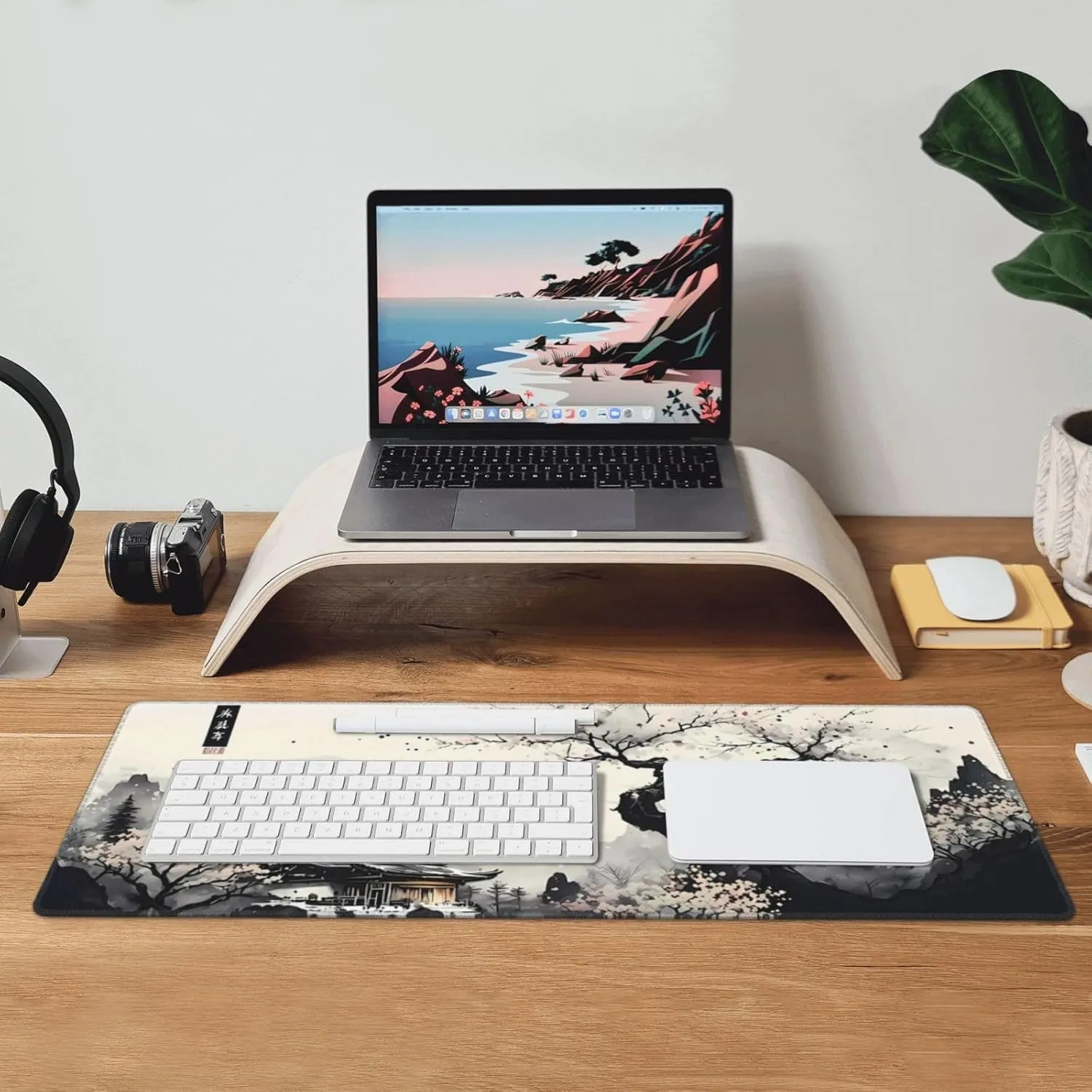Japanese Mouse Pad, Large Japanese Desk Mat, XL Anime Gaming Keyboard Mat, Non-Slip Rubber Base, Big Extended Desk Protector for Home Office, 31.5x11.8