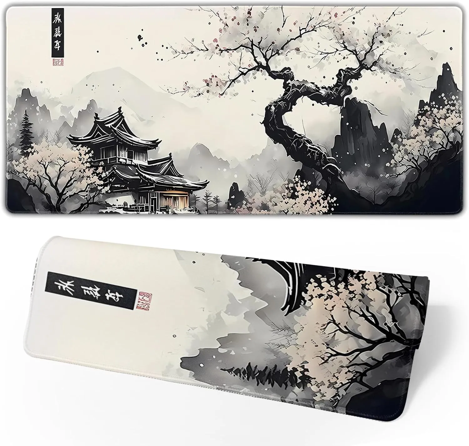 Japanese Mouse Pad, Large Japanese Desk Mat, XL Anime Gaming Keyboard Mat, Non-Slip Rubber Base, Big Extended Desk Protector for Home Office, 31.5x11.8