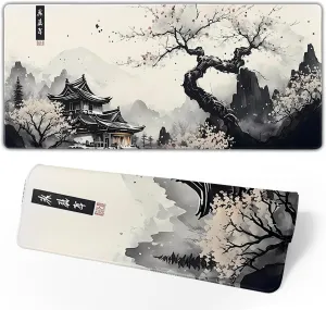 Japanese Mouse Pad, Large Japanese Desk Mat, XL Anime Gaming Keyboard Mat, Non-Slip Rubber Base, Big Extended Desk Protector for Home Office, 31.5x11.8