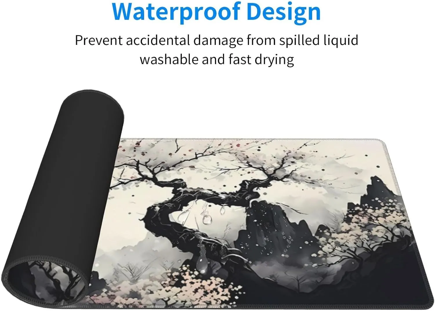 Japanese Mouse Pad, Large Japanese Desk Mat, XL Anime Gaming Keyboard Mat, Non-Slip Rubber Base, Big Extended Desk Protector for Home Office, 31.5x11.8