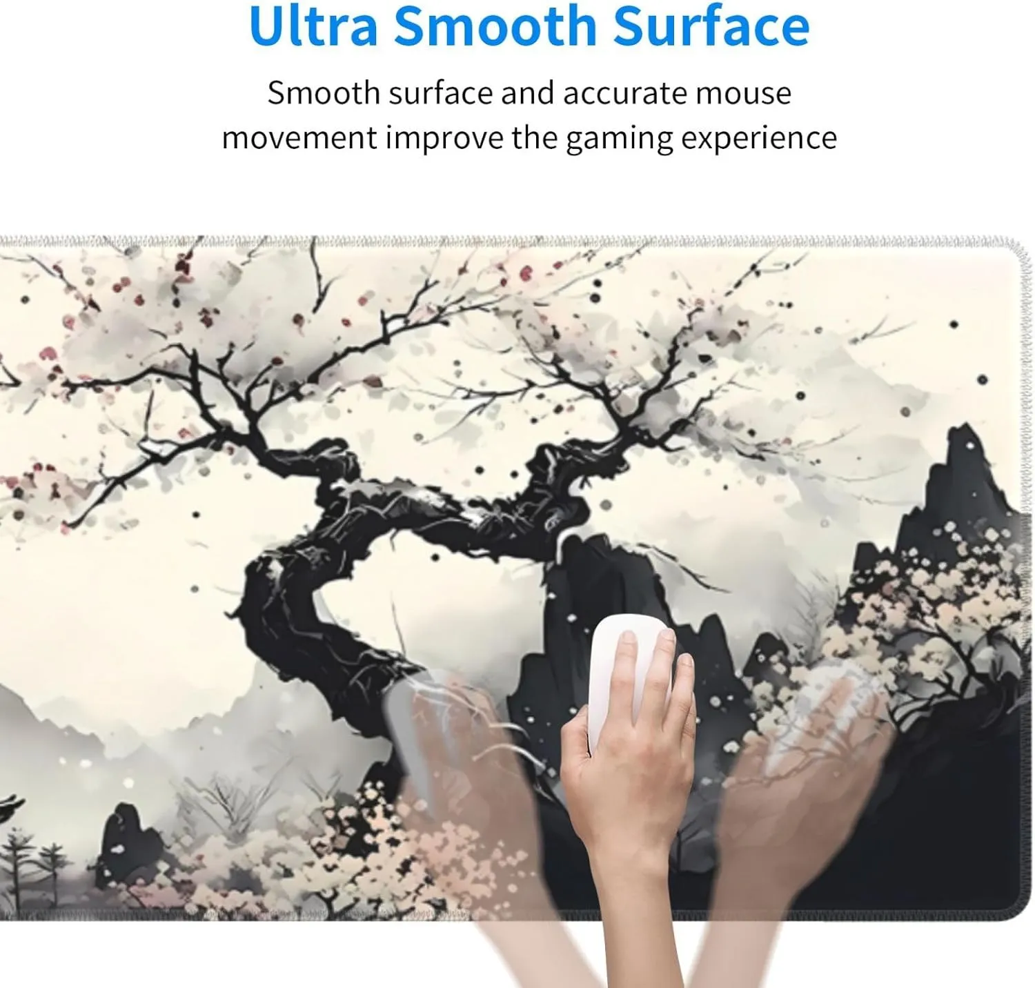 Japanese Mouse Pad, Large Japanese Desk Mat, XL Anime Gaming Keyboard Mat, Non-Slip Rubber Base, Big Extended Desk Protector for Home Office, 31.5x11.8
