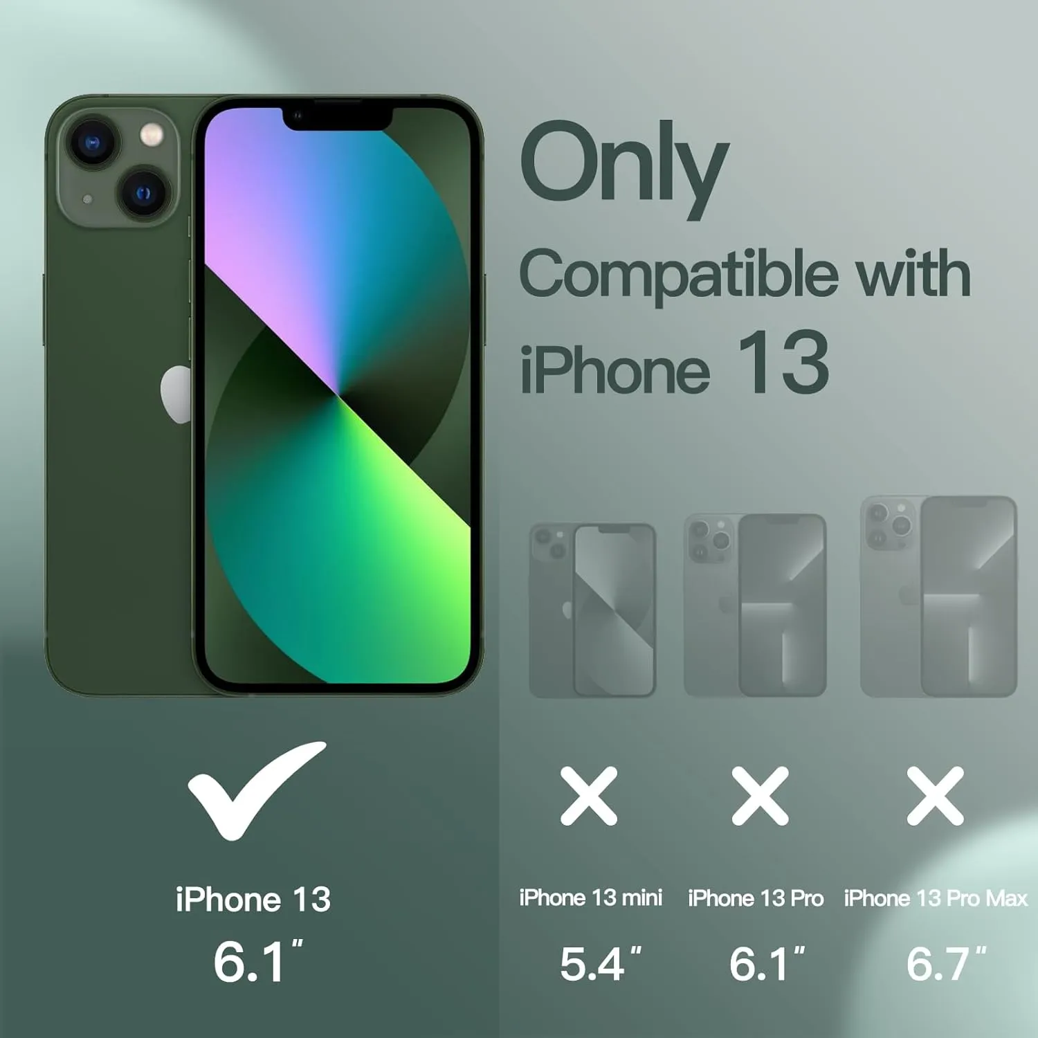 JETech Silicone Case for iPhone 13 6.1-Inch, Silky-Soft Touch Full-Body Protective Phone Case, Shockproof Cover with Microfiber Lining (Midnight Green)