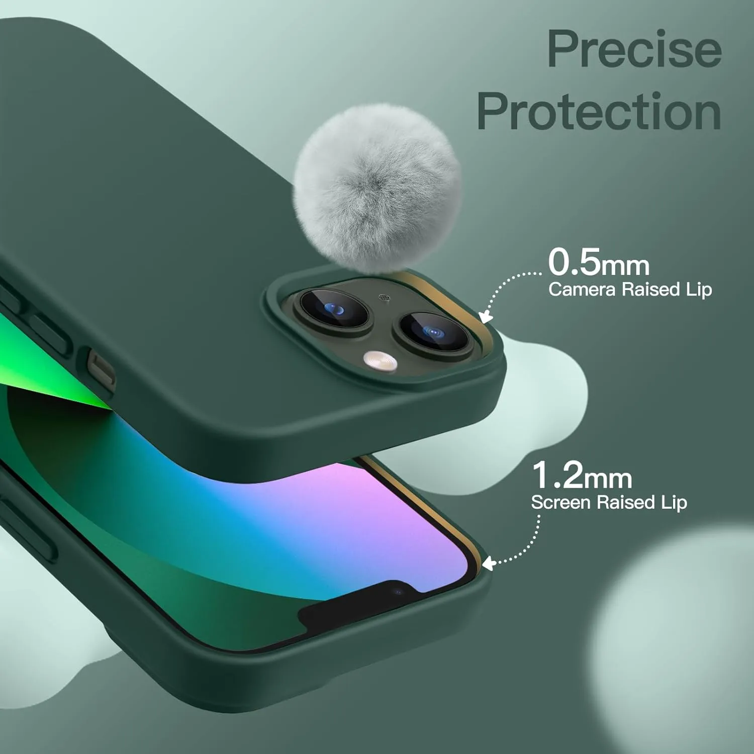 JETech Silicone Case for iPhone 13 6.1-Inch, Silky-Soft Touch Full-Body Protective Phone Case, Shockproof Cover with Microfiber Lining (Midnight Green)