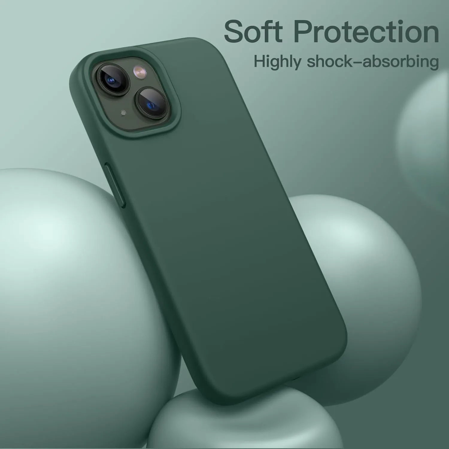 JETech Silicone Case for iPhone 13 6.1-Inch, Silky-Soft Touch Full-Body Protective Phone Case, Shockproof Cover with Microfiber Lining (Midnight Green)