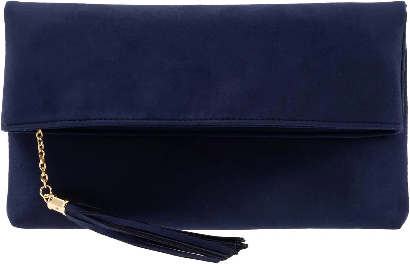 JNB Faux Micro Suede Fold Over Clutch