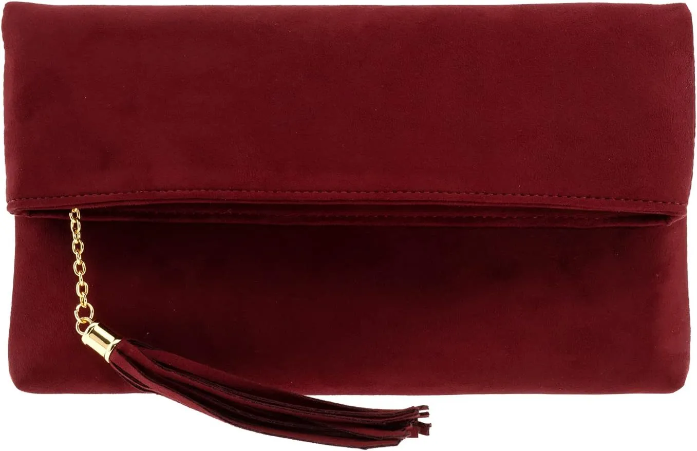 JNB Faux Micro Suede Fold Over Clutch