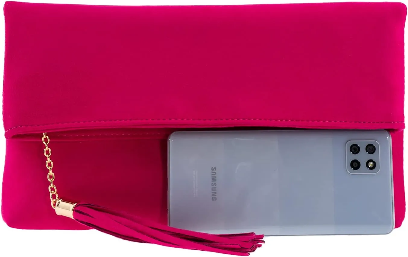 JNB Faux Micro Suede Fold Over Clutch