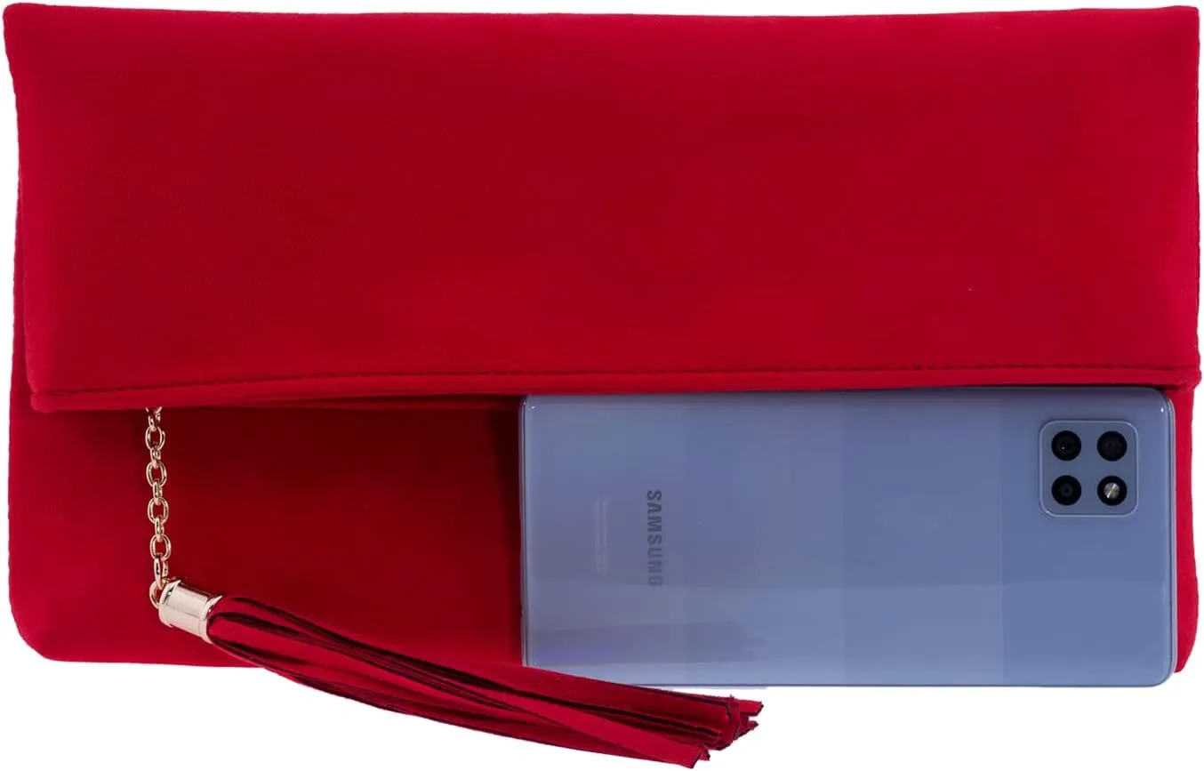 JNB Faux Micro Suede Fold Over Clutch