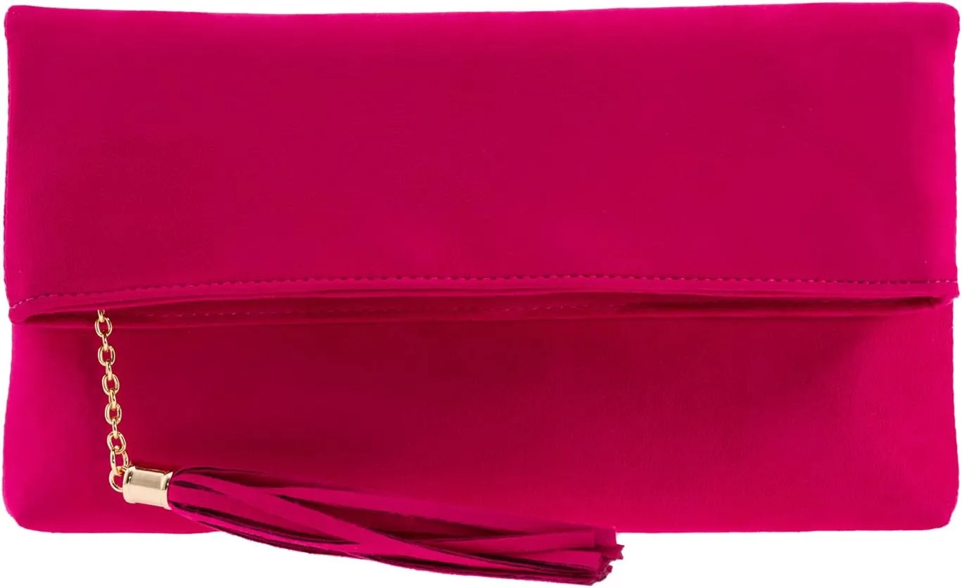 JNB Faux Micro Suede Fold Over Clutch